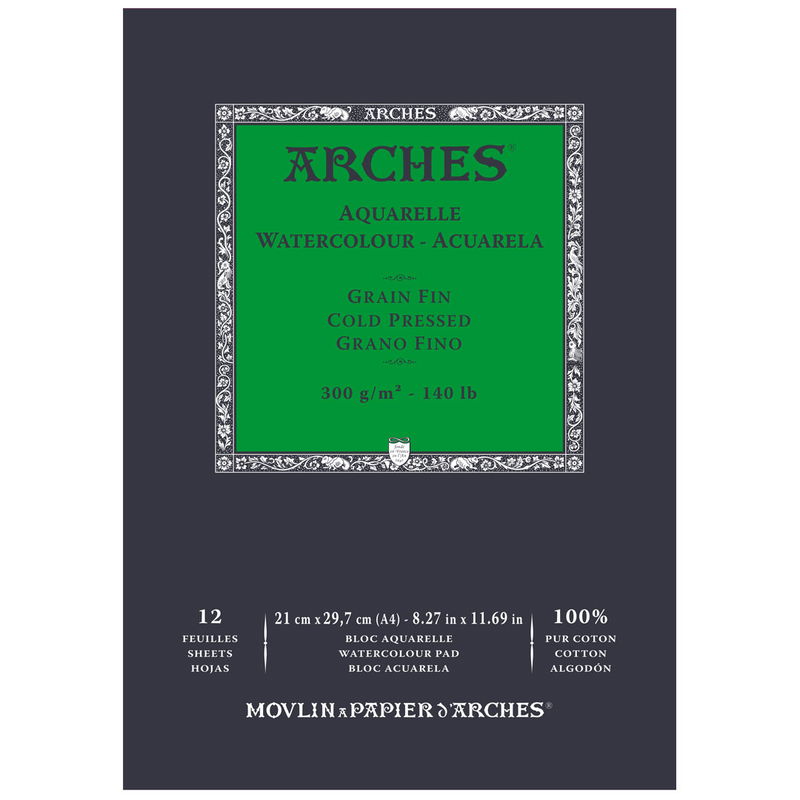 Arches akvarellblock fin gräng Cold pressed A4