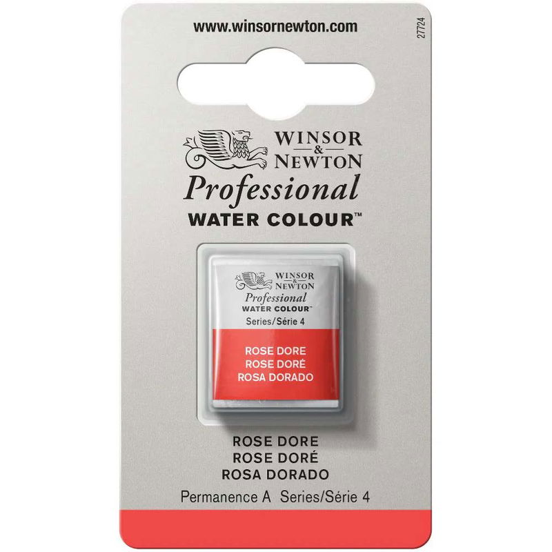 Förpackning med Winsor & Newton Professional akvarellfärg Rose Dore halvkopp