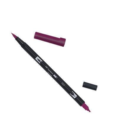 Tombow ABT Port Red 757 Tombow ABT Dual Brush, vattenbaserad penna med två spetsar, en fine och en brush, Port Red 757