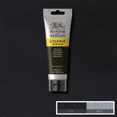 Tub med 120 ml akrylfärg. Winsor & Newton Galeria Mars Black