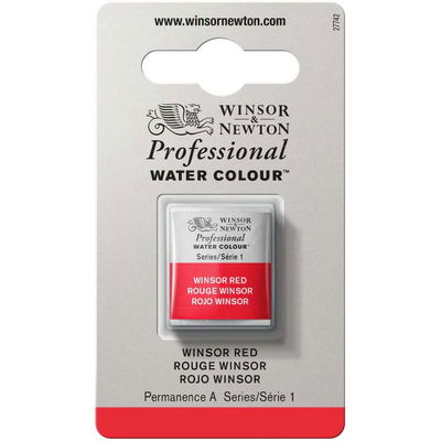 Förpackning med Winsor & Newton Professional akvarellfärg Winsor Red halvkopp