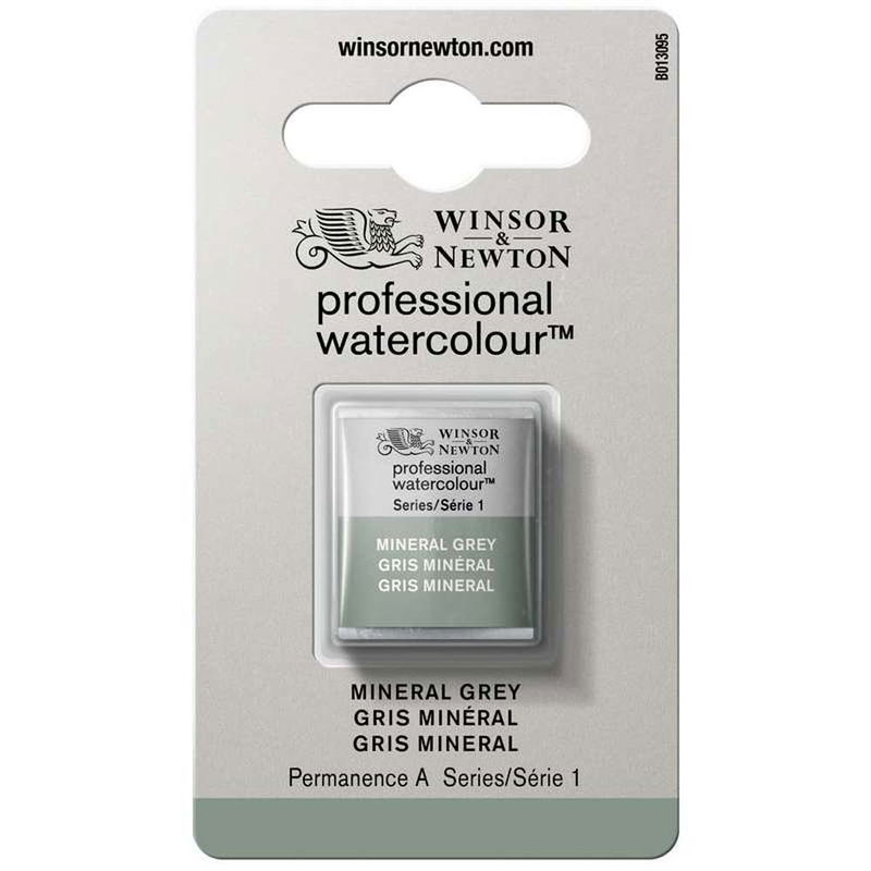 Förpackning med Winsor & Newton Professional akvarellfärg Mineral Grey halvkopp