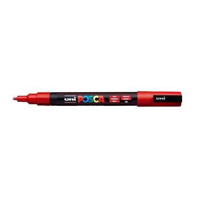 Posca PC-3M Red, öppen marker sedd från sidan
