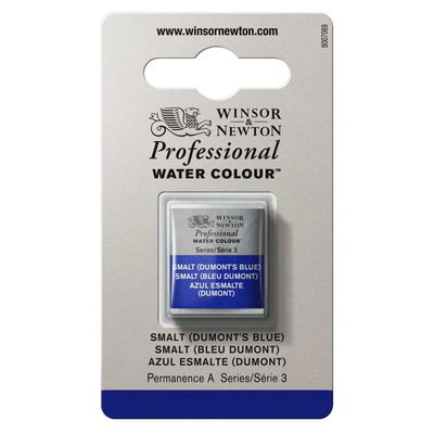Förpackning med Winsor & Newton Professional akvarellfärg Smalt (Dumont's Blue) halvkopp