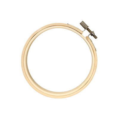 Broderibåge i bambu 10 cm med metallskruv, perfekt för broderi och korsstygn