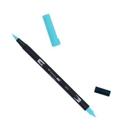 Tombow ABT Aqua 401 Tombow ABT Dual Brush, vattenbaserad penna med två spetsar, en fine och en brush, Aqua 401