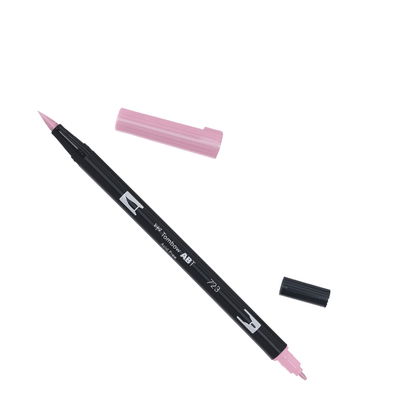 Tombow ABT Dual Brush, vattenbaserad penna med två spetsar, en fine och en brush, Pink 723