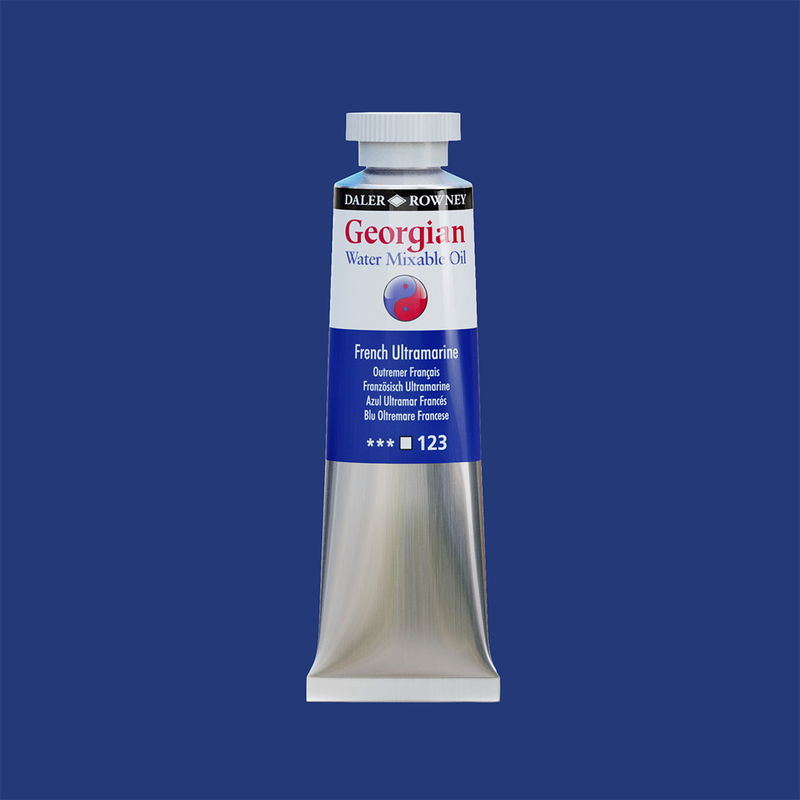 Georgian Water Mixable Oil Paint French Ultramarine 37 ml vattenlöslig oljefärg i tub på bakgrund i samma färg