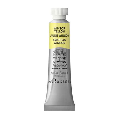 Förpackning med Winsor & Newton Professional akvarellfärg Winsor Yellow i 5 mot tub