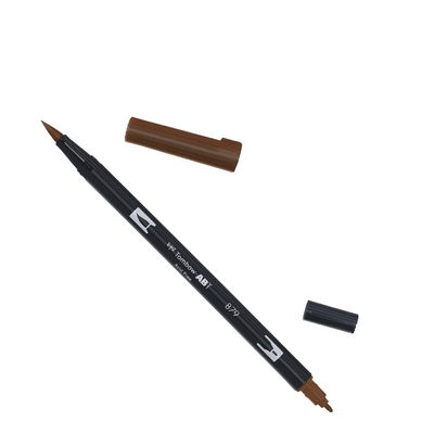 Tombow ABT Dual Brush, vattenbaserad penna med två spetsar, en fine och en brush, Brown 879