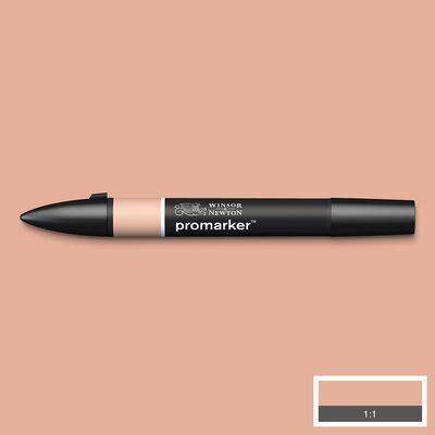Winsor & Newton Promarker Sandstone O928 marker med färgprov och bakgrund i samma ton