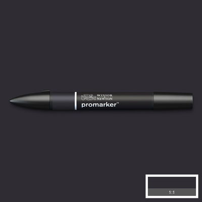 Winsor & Newton Promarker Black XB Winsor & Newton Promarker Black XB marker med färgprov och bakgrund i samma ton