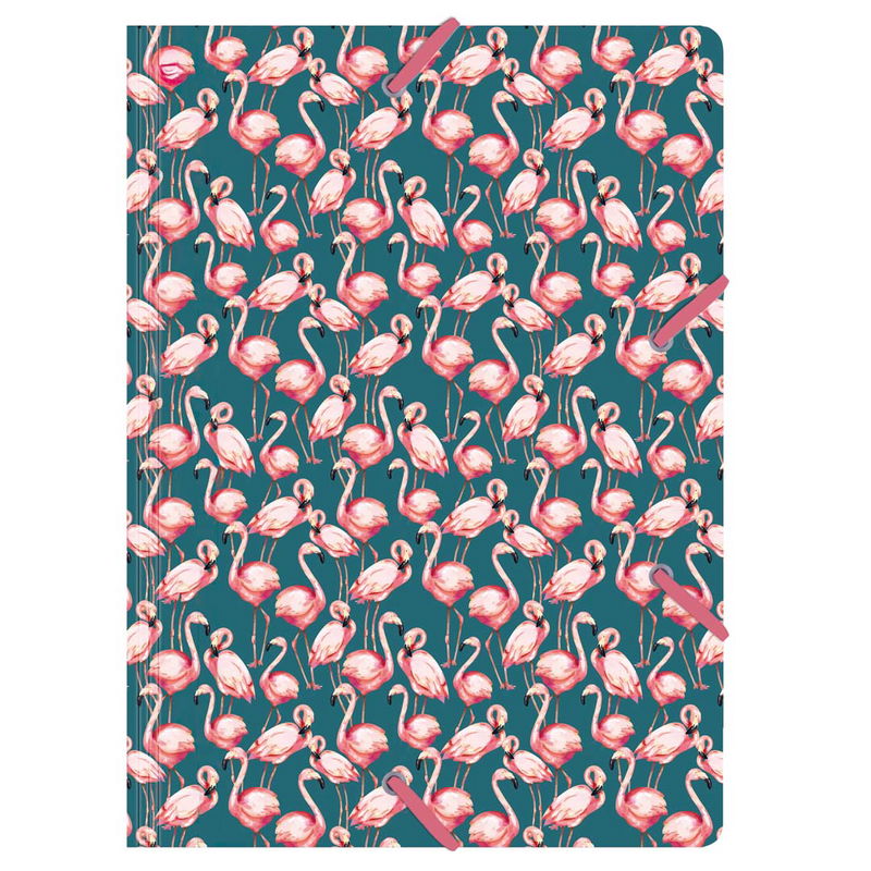 Mapp som rymmer a4-papper upp till 4 cm höjd med flamingomotiv
