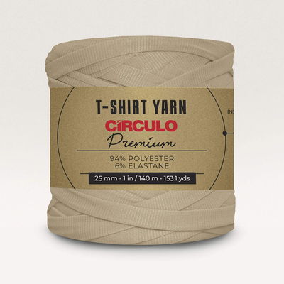 Beige T-shirtgarn, 140 meter, Circulo. Garn till inredning, korgar och väskor.