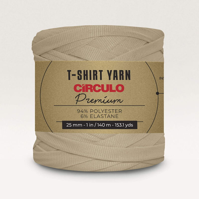 Beige T-shirtgarn, 140 meter, Circulo. Garn till inredning, korgar och väskor.