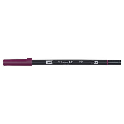 Vattenbaserad penna med två spetsar, en fineliner och en penselspets, Tombow ABT Dual brush Port Red