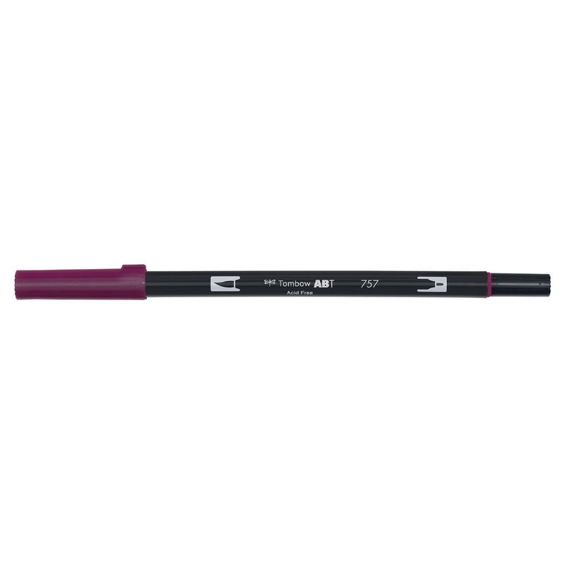Vattenbaserad penna med två spetsar, en fineliner och en penselspets, Tombow ABT Dual brush Port Red