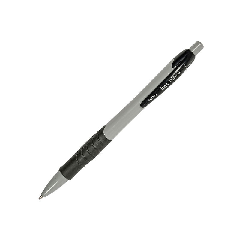 Grå stiftpenna 0,5 mm från BNT Office med ergonomiskt gummigrepp och tryckmekanism.