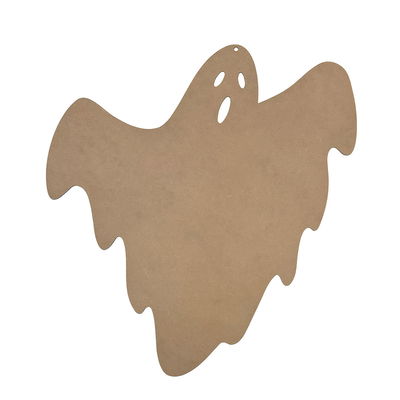Stort spöke i obehandlad MDF 41,5 x 37 cm med hål för upphängning