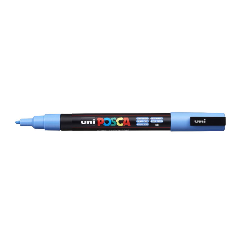 Posca PC-3M Sky Blue, öppen marker sedd från sidan