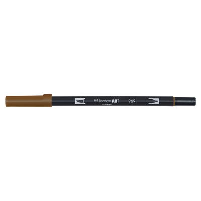 Vattenbaserad penna med två spetsar, en fineliner och en penselspets, Tombow ABT Dual brush chocolate