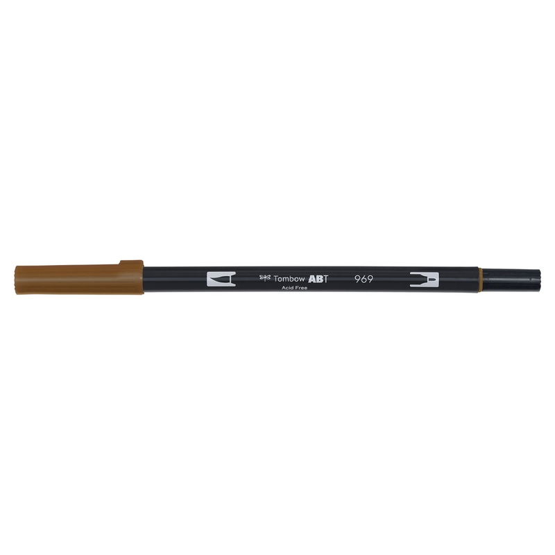 Vattenbaserad penna med två spetsar, en fineliner och en penselspets, Tombow ABT Dual brush chocolate