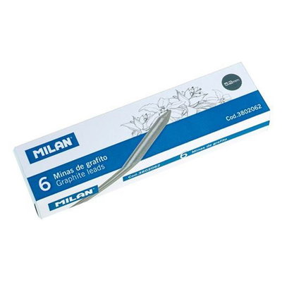 Förpackning med 6 grafitstift 5,2 mm från MILAN med en blyertsskiss av en lilja