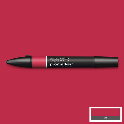 Winsor & Newton Promarker Crimson R445 Winsor & Newton Promarker Crimson R445 marker med färgprov och bakgrund i samma ton