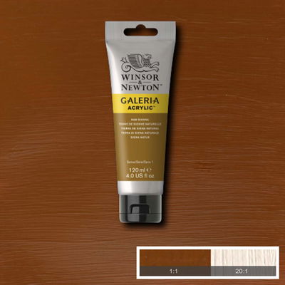 Tub med 120 ml akrylfärg. Winsor & Newton Galeria Raw Sienna