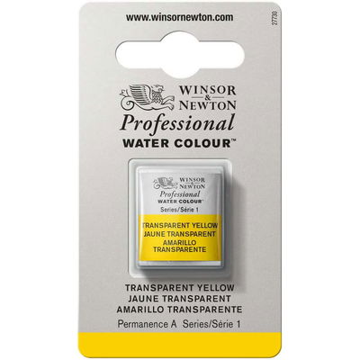 Förpackning med Winsor & Newton Professional akvarellfärg Transparent Yellow halvkopp