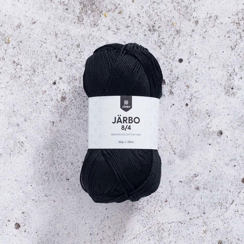 Järbo 8/4 50 gram. Svart bomullsgarn. 100% bomull.