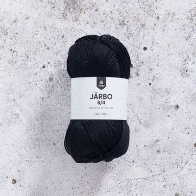 Svart bomullsgarn Järbo 8/4 50 gram. Svart bomullsgarn. 100% bomull.