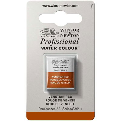 Förpackning med Winsor & Newton Professional akvarellfärg Ventian Red halvkopp