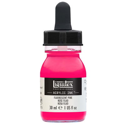 Flaska med pipett, Liquitex Professional Acrylic Ink 30 ml, Fluorescent Pink