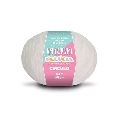 Circulo Amigurumi Pelúcia White 85 g polyestergarn med sammetslen yta för amigurumis och gosedjur