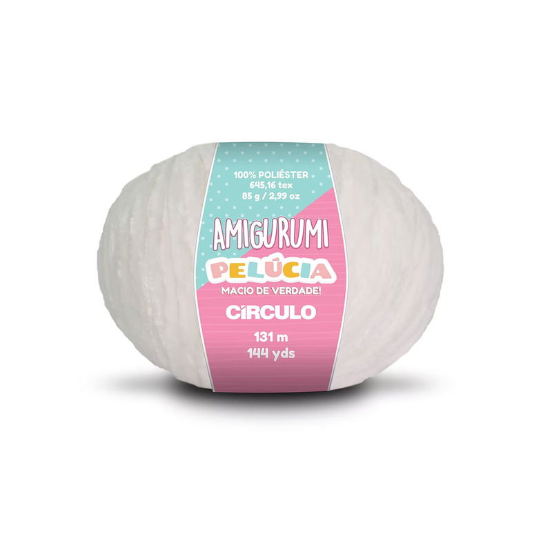 Circulo Amigurumi Pelúcia White 85 g polyestergarn med sammetslen yta för amigurumis och gosedjur