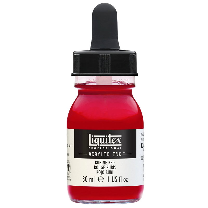 Flaska med pipett, Liquitex Professional Acrylic Ink 30 ml, Rubine Red
