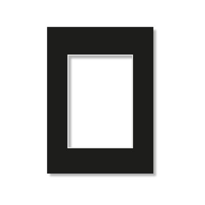 Svart standardpassepartout i format 29,7x42 cm med rektangulär öppning