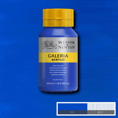 Flaska med 500 ml akrylfärg. Winsor & Newton Galeria Cobalt Blue Hue