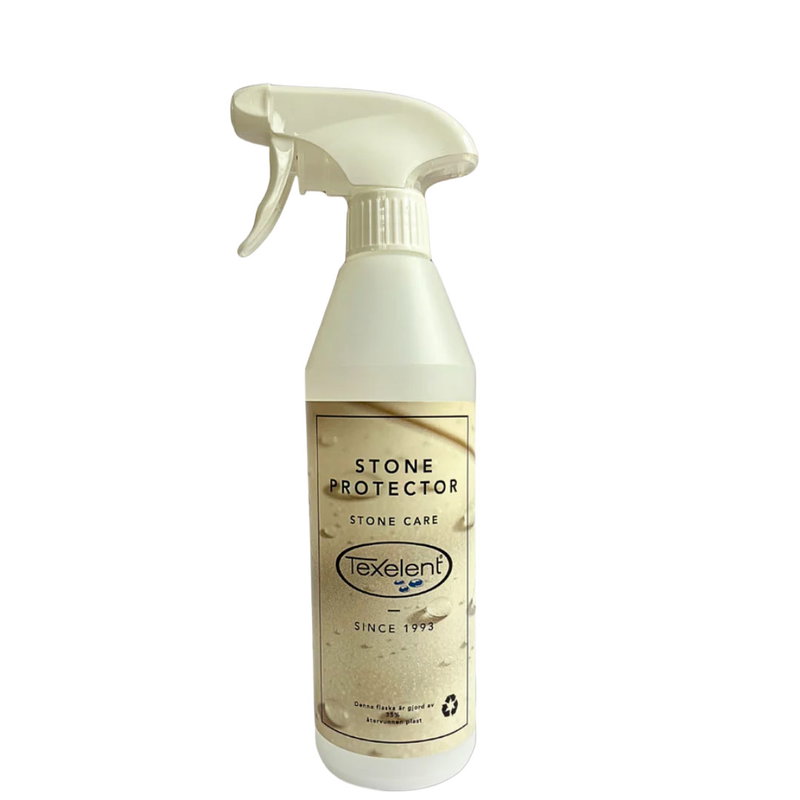Texelent Stone Protector 500 ml sten- och fogskydd, sprayflaska med beige etikett framifrån