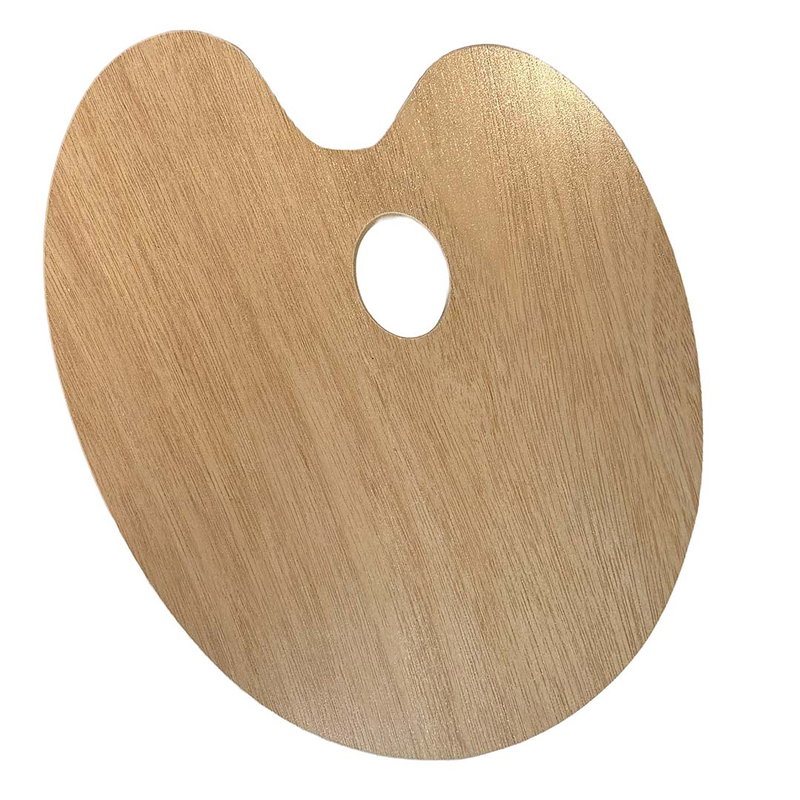 Målarpalett oval i lackat trä med tumhål, 25 x 30 cm