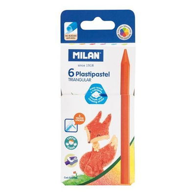 6-pack färgkritor, trekantiga, Milan