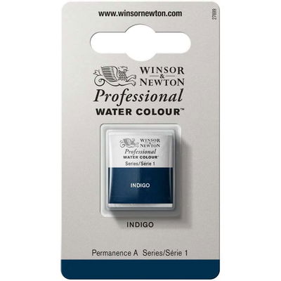 Förpackning med Winsor & Newton Professional akvarellfärg Indigo halvkopp