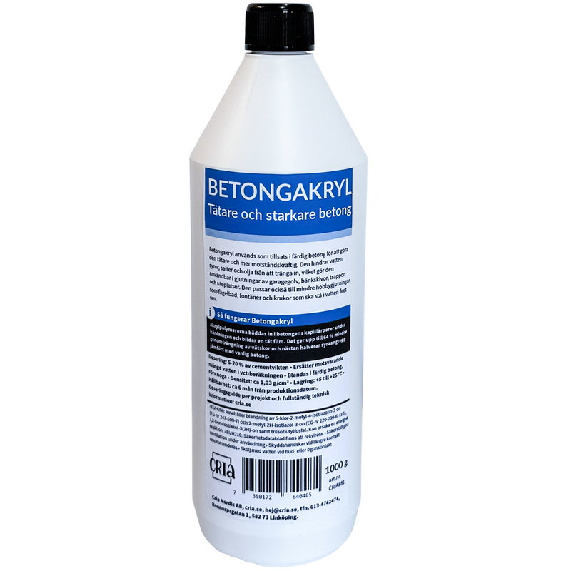 Betongakryl 1 kg, akryldispersion som gör betong vattentät och starkare
