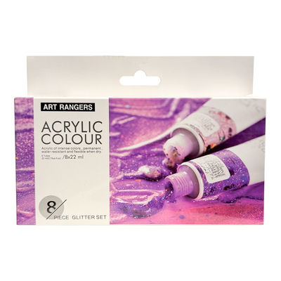Förpackning Acrylic Colour Glitter akrylfärger 8x22 ml från Art Rangers