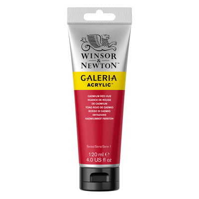 Tub med 120 ml akrylfärg. Winsor & Newton Galeria Cadmium Red Hue