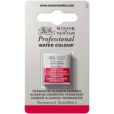 Förpackning med Winsor & Newton Professional akvarellfärg Permanent Alizarin Crimson halvkopp