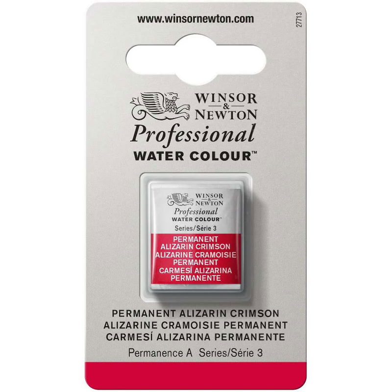 Förpackning med Winsor & Newton Professional akvarellfärg Permanent Alizarin Crimson halvkopp