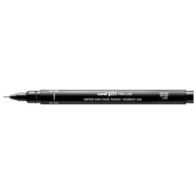 uni-pin fineliner, 0,05 Black. Ljusäkta och vattenresistent.