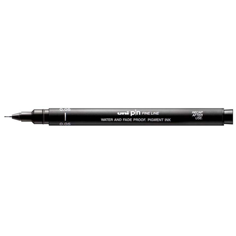 uni-pin fineliner, 0,05 Black. Ljusäkta och vattenresistent.